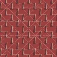 A seamless pattern with diagonal steps in orange and dark red on a red background background.