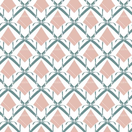 seamless pattern with pink flowers on a white background. The flowers have five petals and are arranged in rows and columns.