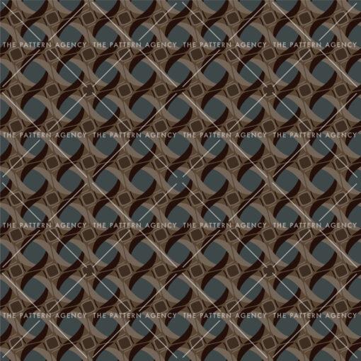 he image features a creative pattern of circles in brown, green-gray, and black against a lighter brown background. The circles are intricately designed, with various shades of brown, gray, and black, giving the pattern a dynamic and engaging appearance.