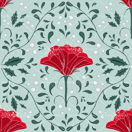 This seamless floral pattern with flowers of different shapes and sizes and green leaves on a white background gives a feeling of freshness and spring.