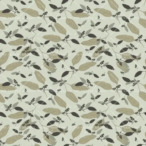 Pattern designs The image features a green background adorned with a vibrant pattern of large leaves. The leaves are depicted in various shades of green and beige, creating a visually striking and detailed design. This fabric pattern highlights the intricate beauty of nature, showcasing the diversity of leaf shapes and colors