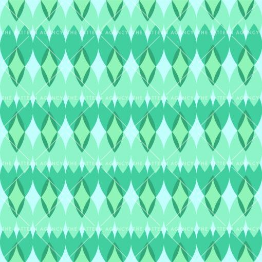 A seamless pattern with green and blue diamonds on a white background. The pattern is repeated horizontally and vertically to create an endless surface.