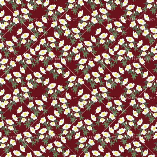 A seamless pattern with white Christmas rose flowers on a red background. The detailed flowers with their soft petals and yellow stamens create an elegant and sophisticated feel