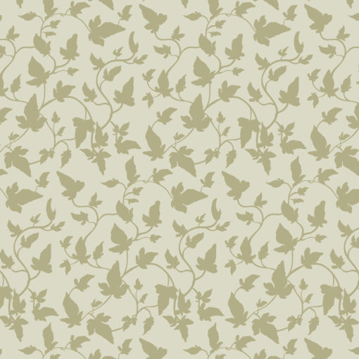 A fabric pattern featuring a dirty white background with green-beige designs. The pattern designs are shaped like plants with leaves at the top, creating an intricate and sophisticated look. This surface pattern showcases the beauty of nature through its elegant and subtle color palette, making it an excellent example for surface pattern designers