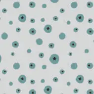 The image showcases a light gray background adorned with circular blue patterns resembling blueberries, each featuring black spots at the center, resembling seeds. This depiction adds a whimsical touch to the design, evoking a sense of nature and freshness. The combination of the light gray backdrop and the vibrant blue circular motifs with black accents creates a visually captivating composition. This representation underscores the creativity and versatility of pattern designs, illustrating their ability to infuse charm and character into textile creations. Surface pattern designers can leverage such intricate patterns to craft visually engaging fabric designs